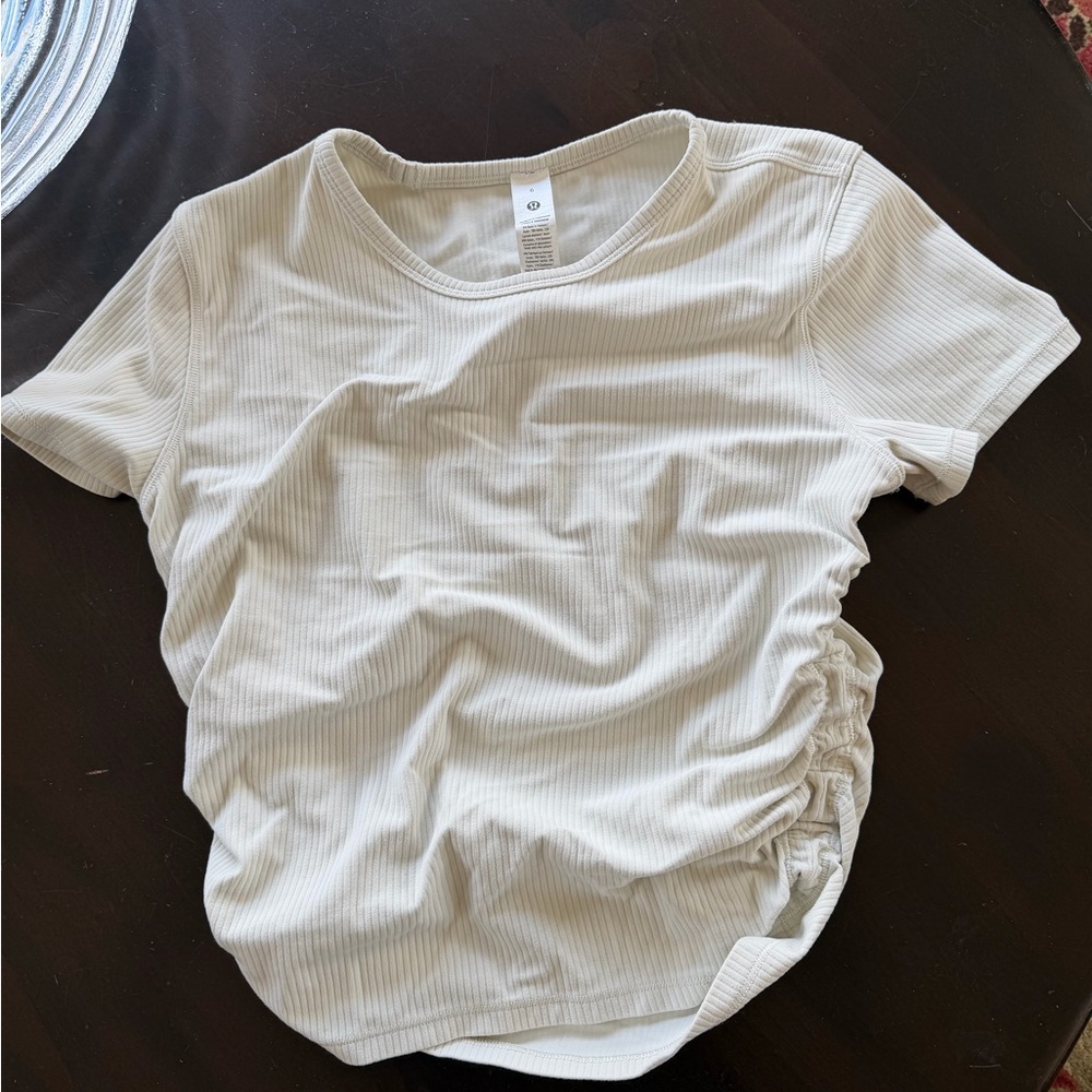 Lululemon Ribbed Short Sleeve Tee in Cream